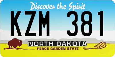 ND license plate KZM381