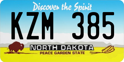 ND license plate KZM385