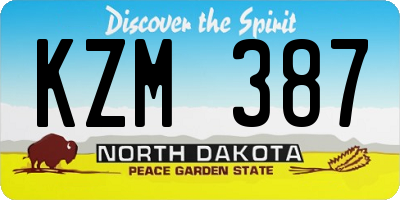 ND license plate KZM387