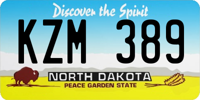 ND license plate KZM389