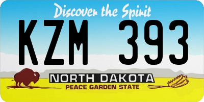 ND license plate KZM393