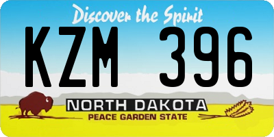 ND license plate KZM396