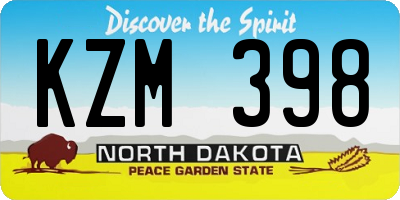 ND license plate KZM398