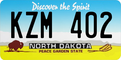 ND license plate KZM402