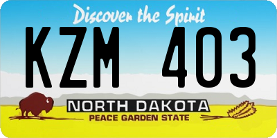 ND license plate KZM403