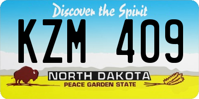 ND license plate KZM409