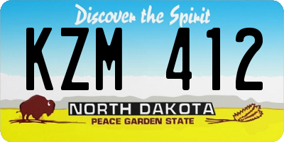 ND license plate KZM412