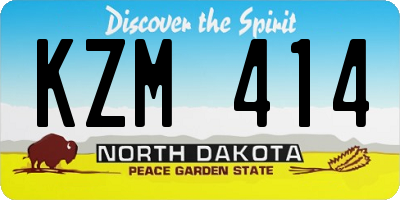 ND license plate KZM414