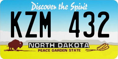 ND license plate KZM432