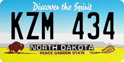 ND license plate KZM434