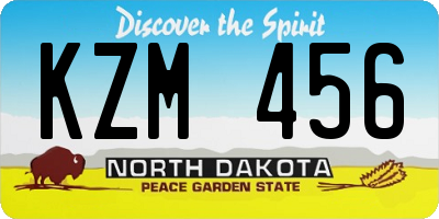 ND license plate KZM456