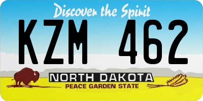 ND license plate KZM462