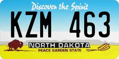 ND license plate KZM463