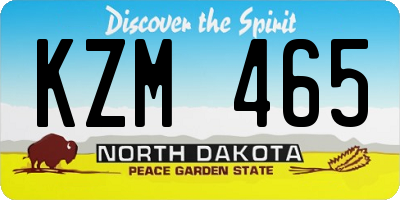 ND license plate KZM465