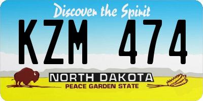 ND license plate KZM474