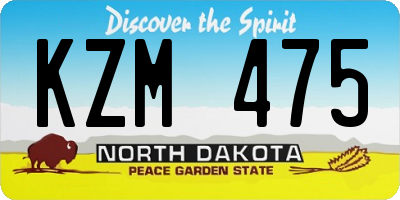 ND license plate KZM475