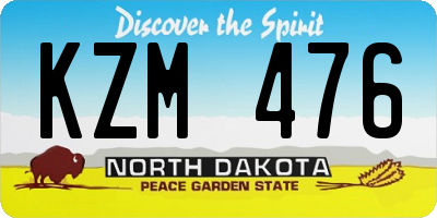 ND license plate KZM476