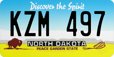 ND license plate KZM497