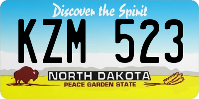 ND license plate KZM523