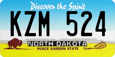 ND license plate KZM524