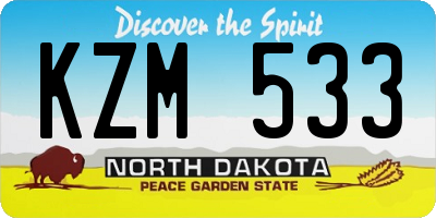 ND license plate KZM533