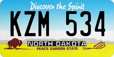 ND license plate KZM534