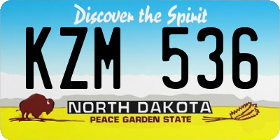 ND license plate KZM536