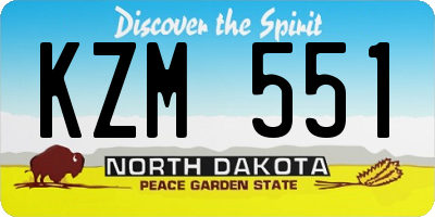 ND license plate KZM551