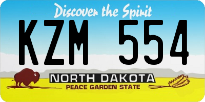 ND license plate KZM554