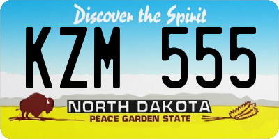 ND license plate KZM555