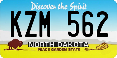 ND license plate KZM562