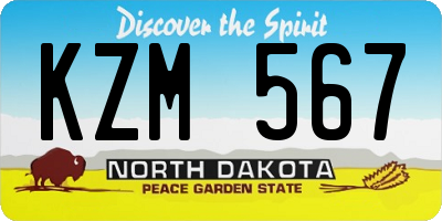 ND license plate KZM567