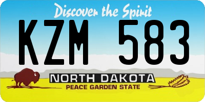ND license plate KZM583