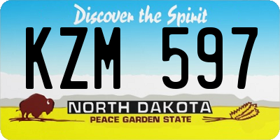 ND license plate KZM597