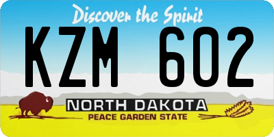 ND license plate KZM602