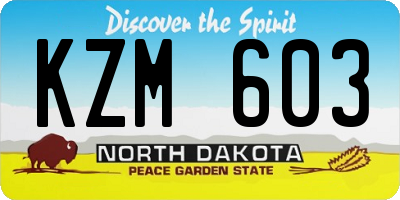 ND license plate KZM603