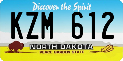 ND license plate KZM612