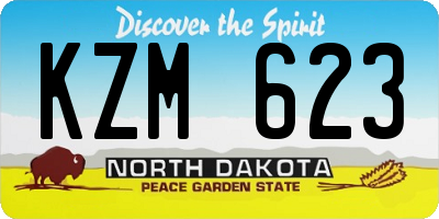 ND license plate KZM623