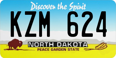 ND license plate KZM624