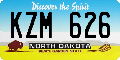 ND license plate KZM626