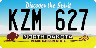 ND license plate KZM627