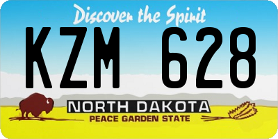 ND license plate KZM628