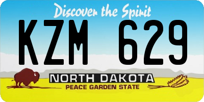 ND license plate KZM629