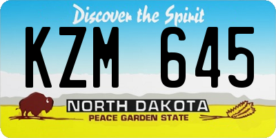 ND license plate KZM645