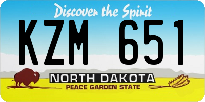 ND license plate KZM651