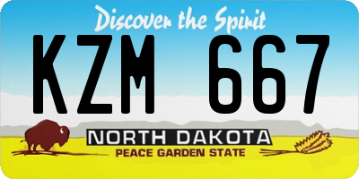 ND license plate KZM667
