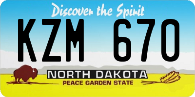 ND license plate KZM670