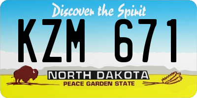 ND license plate KZM671
