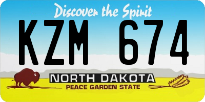 ND license plate KZM674