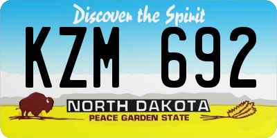 ND license plate KZM692